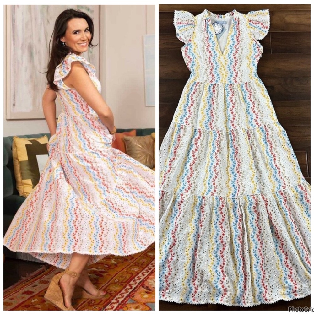 Antonio Melani X Kimberly Whitman Maxidress Floral Eyelet Kary dress Siz…